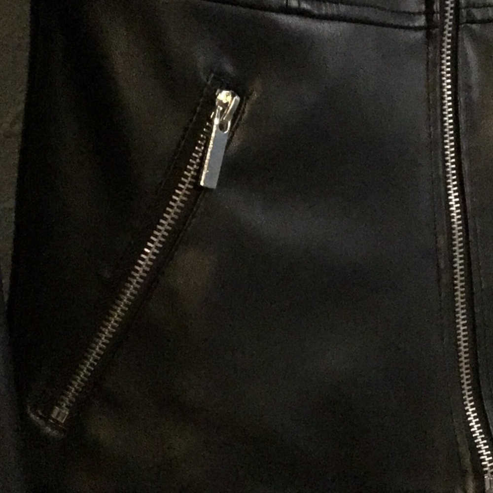 ✨Zara Faux Leather Black Zip Up Jacket Size Small - Picture 7 of 10
